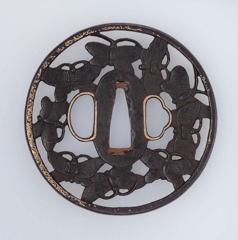 Tsuba with design of butterflies