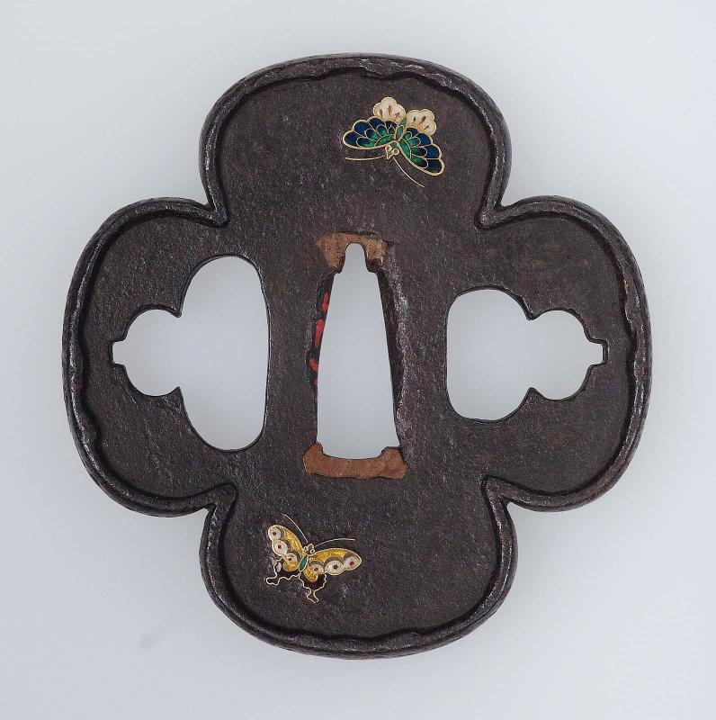 Tsuba with design of butterflies