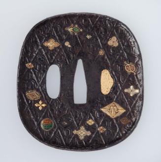 Tsuba with applied geometric and animal motifs