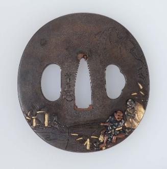 Tsuba with design of fishermen
