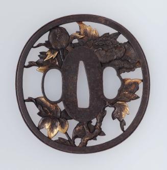 Tsuba with design of peonies