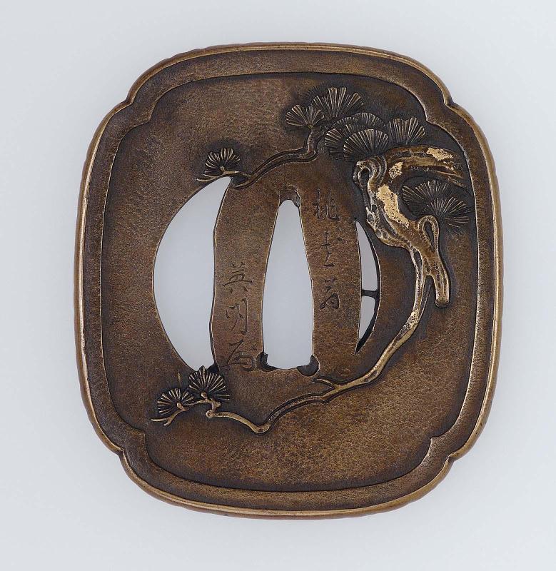 Tsuba with design of pine and bamboo