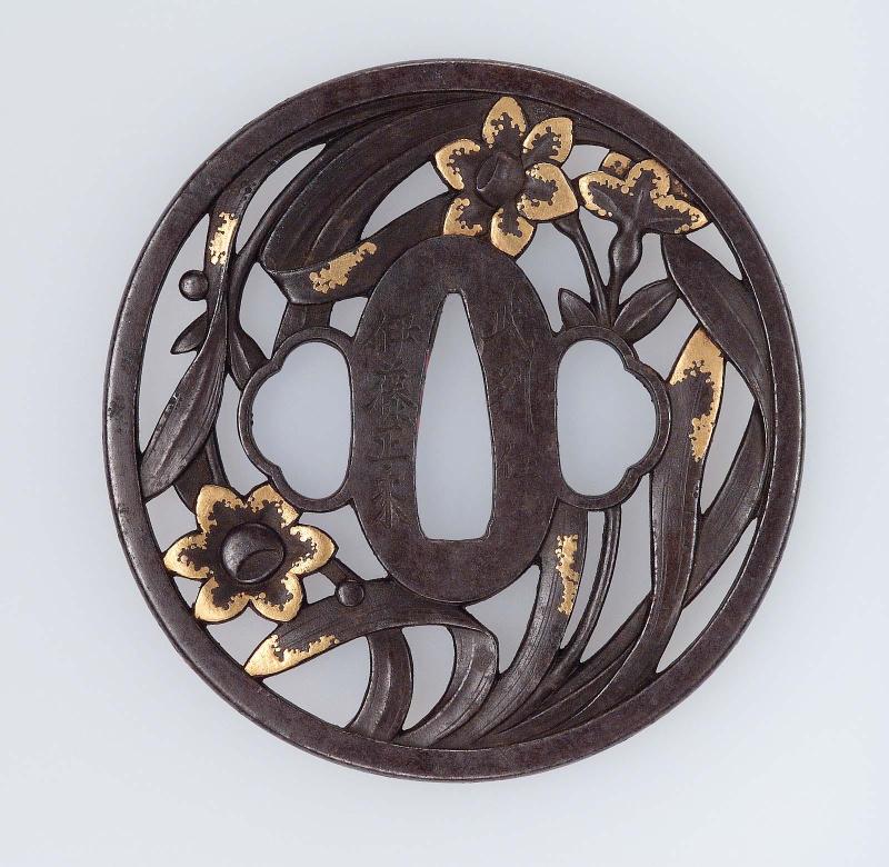 Tsuba with design of suisen (narcissus)