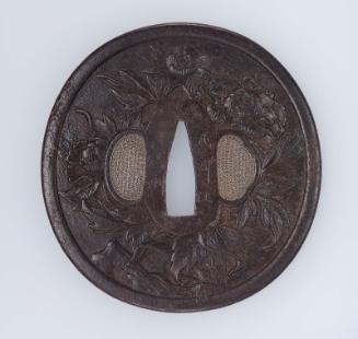 Tsuba with design of peonies