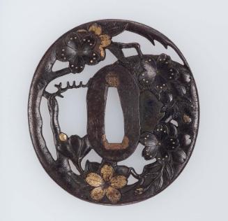 Tsuba with design of flowering cherry tree