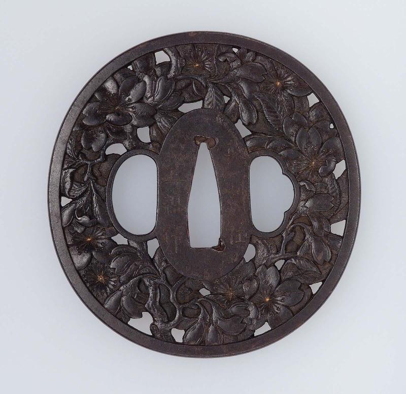 Tsuba with design of flowering cherry tree