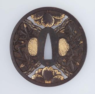 Tsuba with design of maple leaves and cherry blossoms