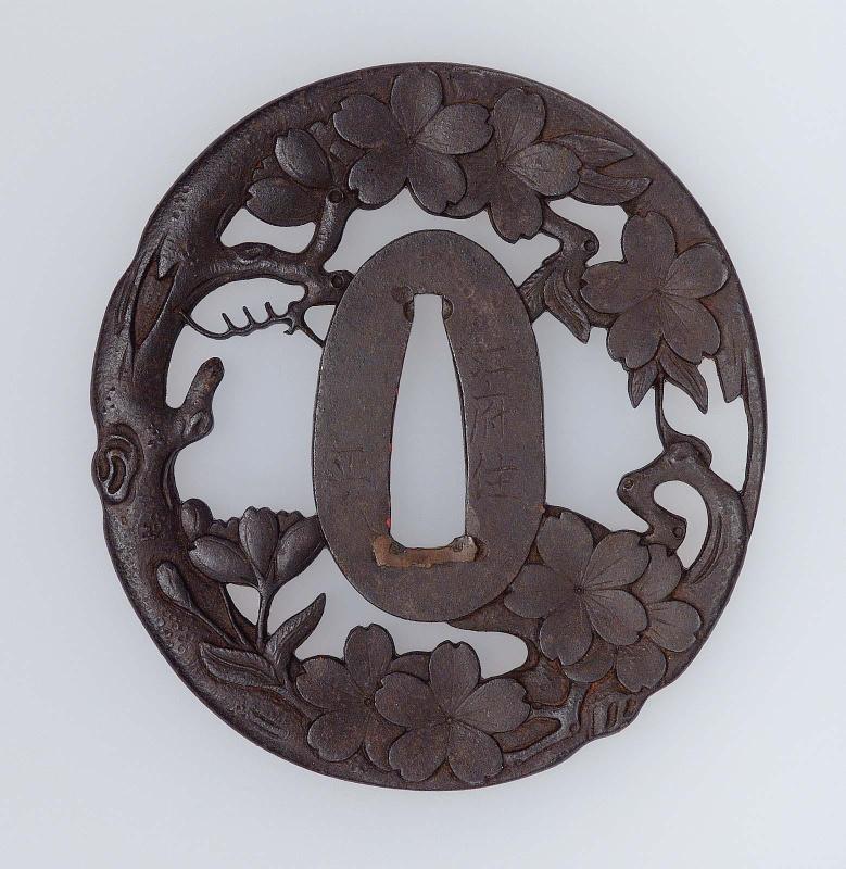 Tsuba with design of cherry tree