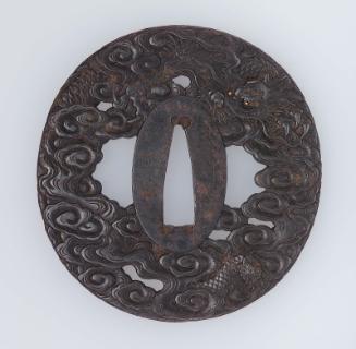 Tsuba with design of dragon and clouds