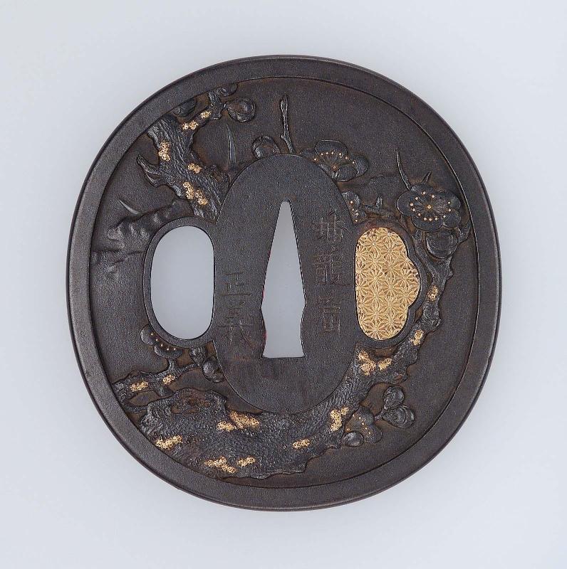 Tsuba with design of ancient plum branch