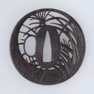 Tsuba with design of crescent moon and susuki grass