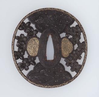 Tsuba with design of cherry blossoms and waves