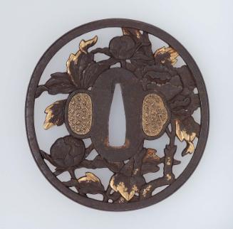 Tsuba with design of peonies