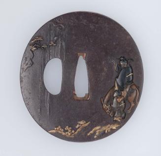 Tsuba with design of Li Bai admring a waterfall