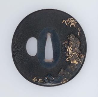 Tsuba with design of Gama Sennin and toad