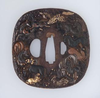 Tsuba with design of many horses