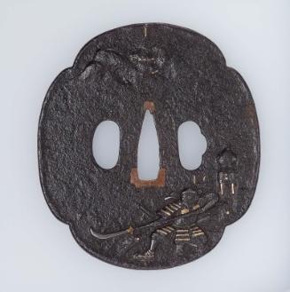 Tsuba with design of Benkei on the Gojo Bridge