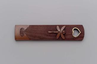 Kozuka with dragonfly design and heart-shaped piercing