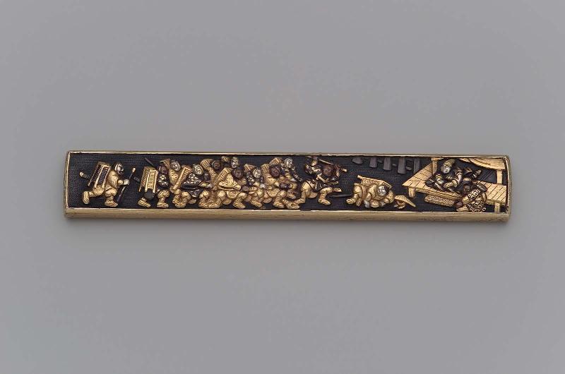 Kozuka with design of Benkei chastising Yoshitsune at the Ataka pass