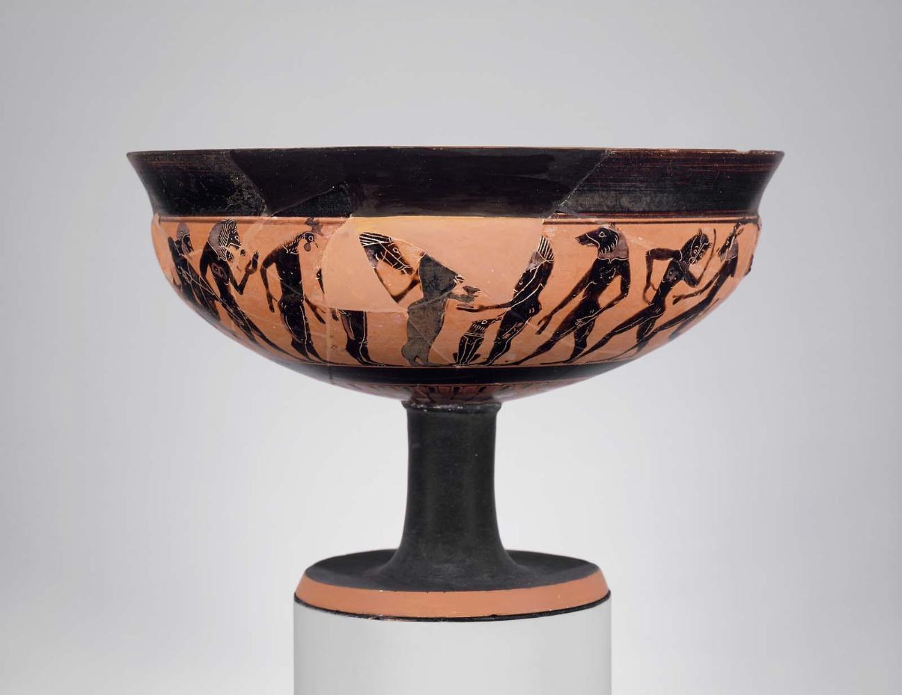 Drinking cup (kylix) depicting Herakles fighting Acheloos