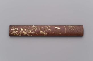 Kozuka with design of grasshopper, butterfly and plants