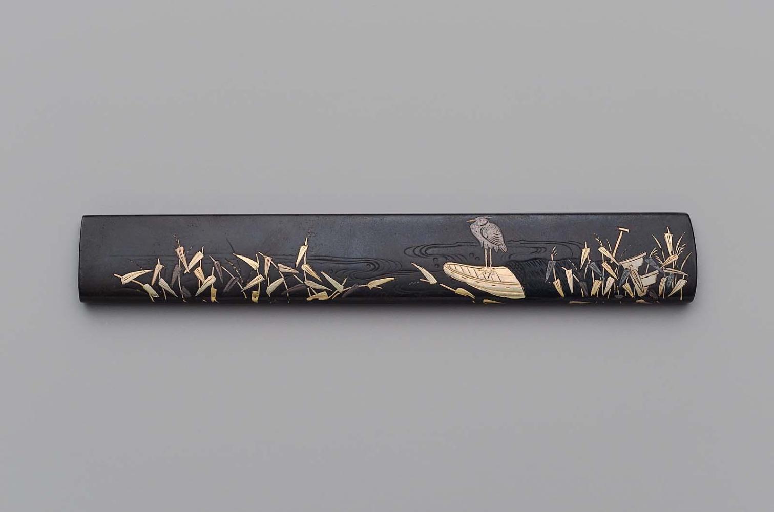 Kozuka with design of egret, boat and reeds