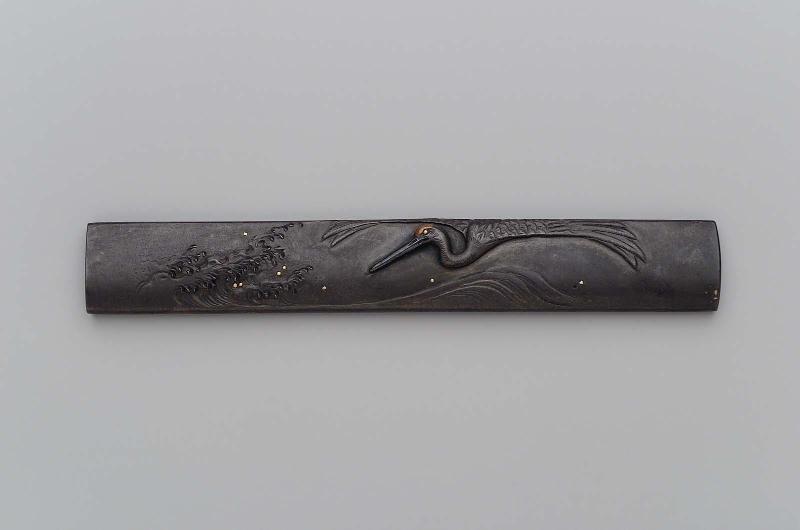 Kozuka with design of crane and waves