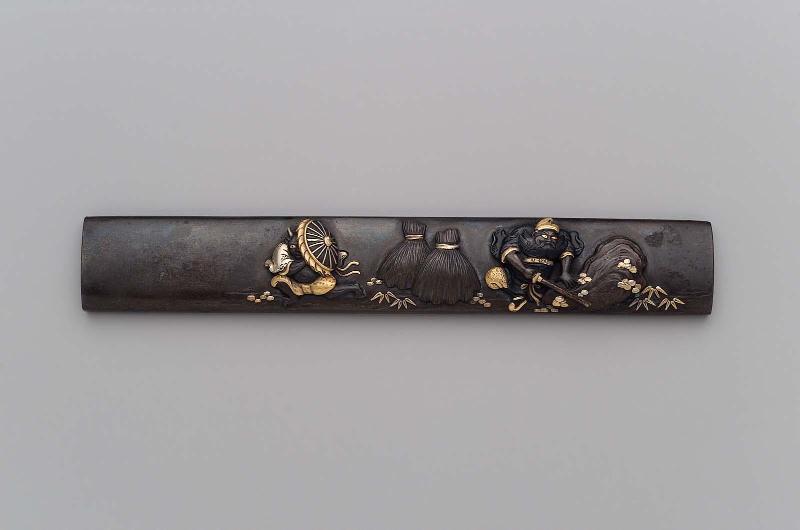 Kozuka with design of Shoki hunting for oni
