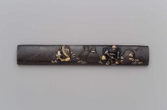 Kozuka with design of Shoki hunting for oni