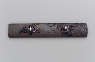 Kozuka with design of sparrows and willow tree