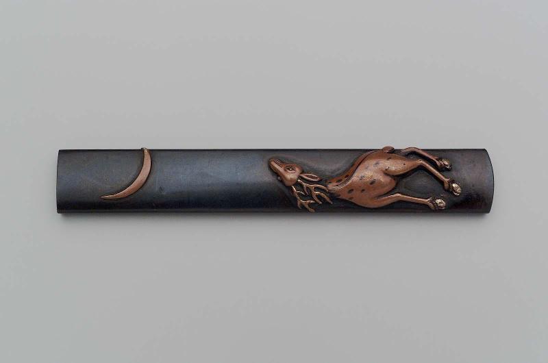 Kozuka with design of deer and moon