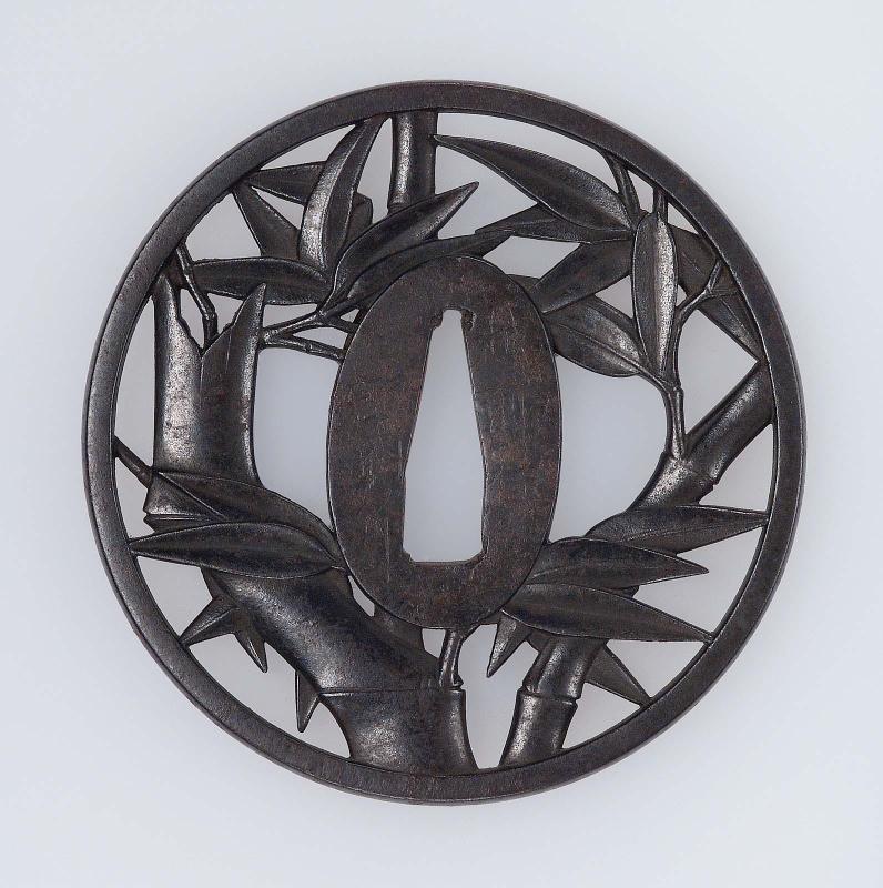 Tsuba with design of bamboo plant