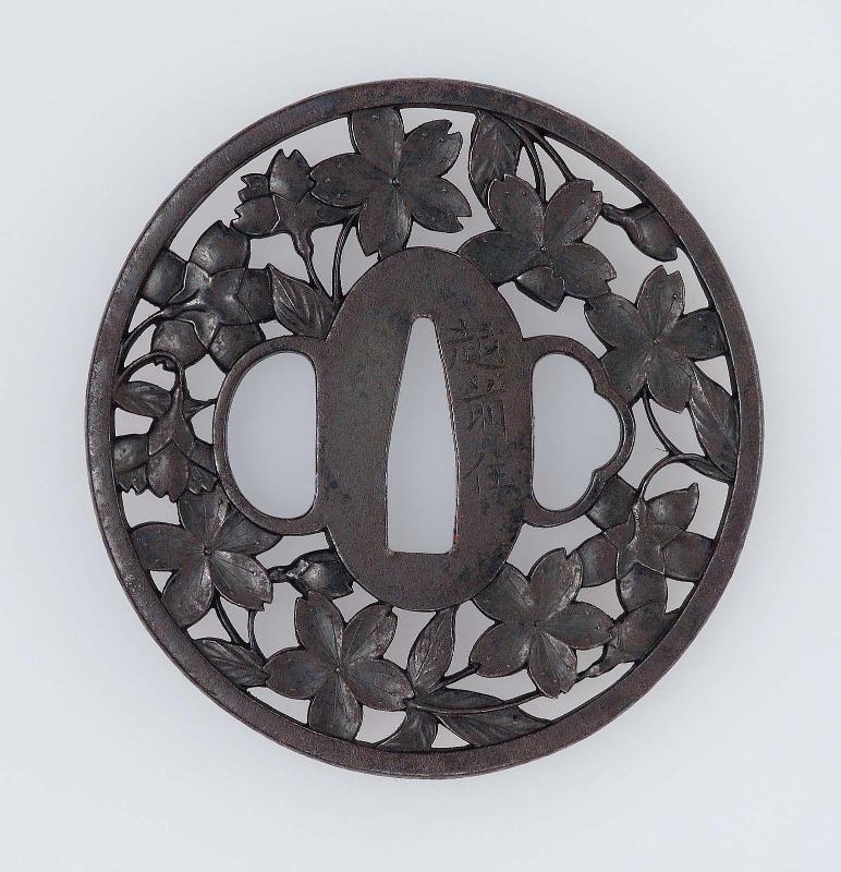 Tsuba with design of cherry blossoms