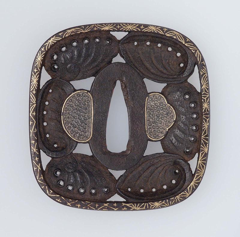Tsuba with design of awabi shells