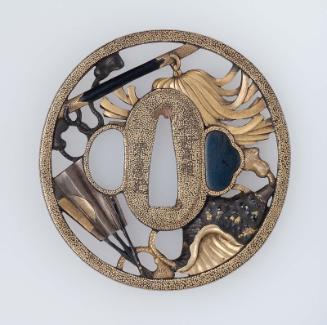 Tsuba with design of military accoutrements