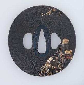 Tsuba with design of Gentoku, Kan'u and Chôhi (Xuande, Guan Yu and Zhang Fei) swearing allegiance, from the Sangokushi (Sanguozhi)