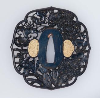 Tsuba with design of flowering plants