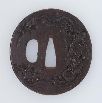 Tsuba with design of Shoki capturing an oni