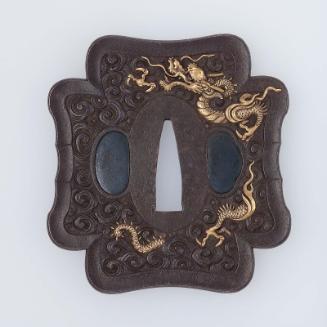 Tsuba with design of dragon and clouds