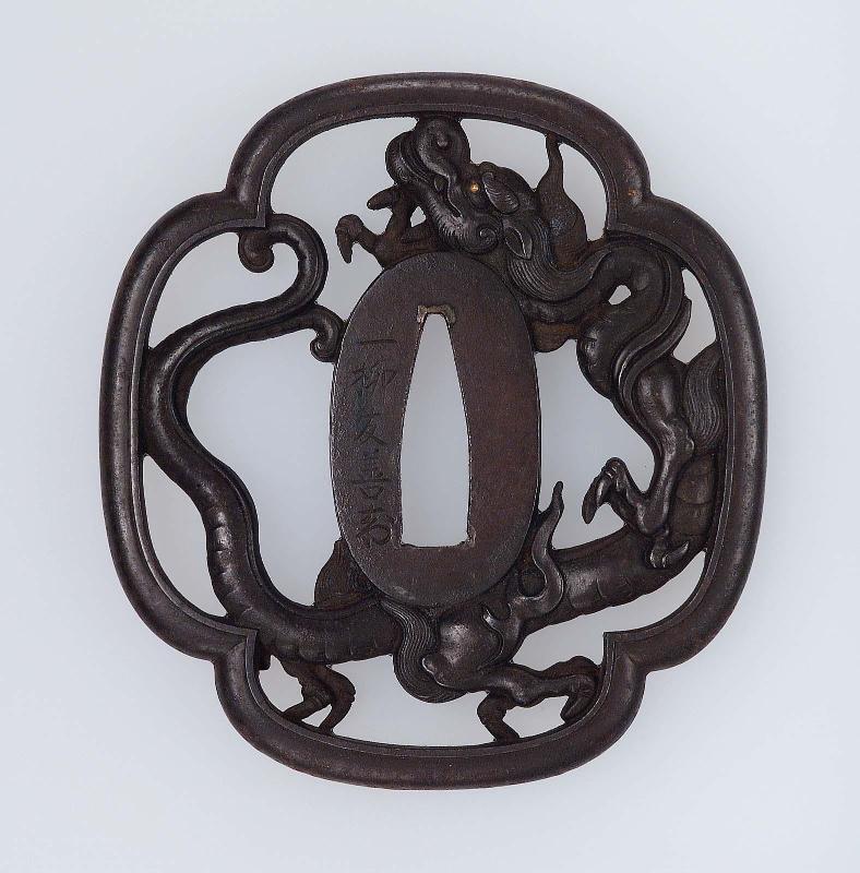 Tsuba with design of rain dragon