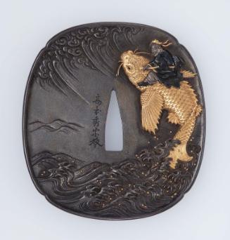 Tsuba with design of Kinko riding on a carp