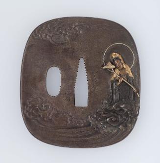 Tsuba with design of Kannon holding a lotus