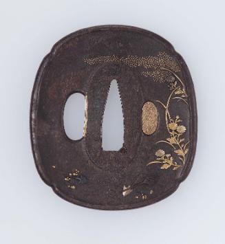 Tsuba with design of autumn plants and arrowheads