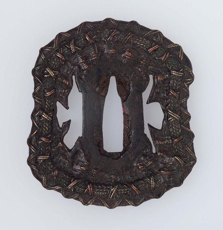 Tsuba with woven wire pattern
