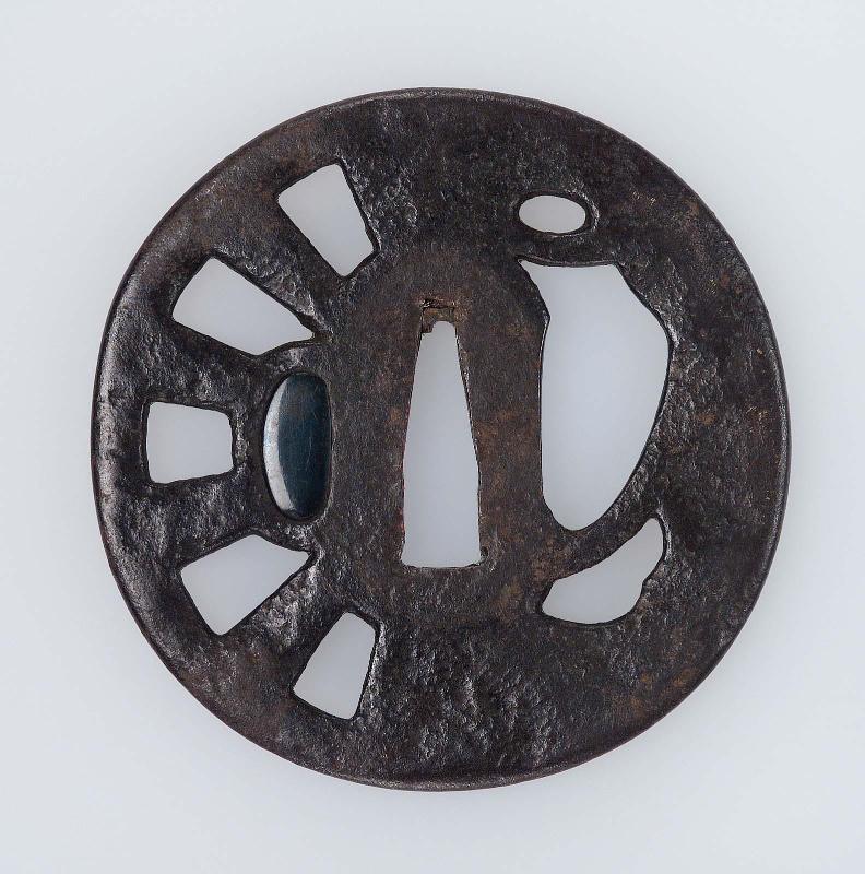 Tsuba with design of cartwheel