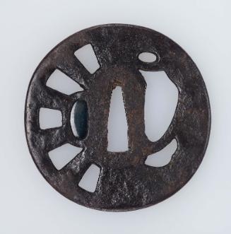 Tsuba with design of cartwheel