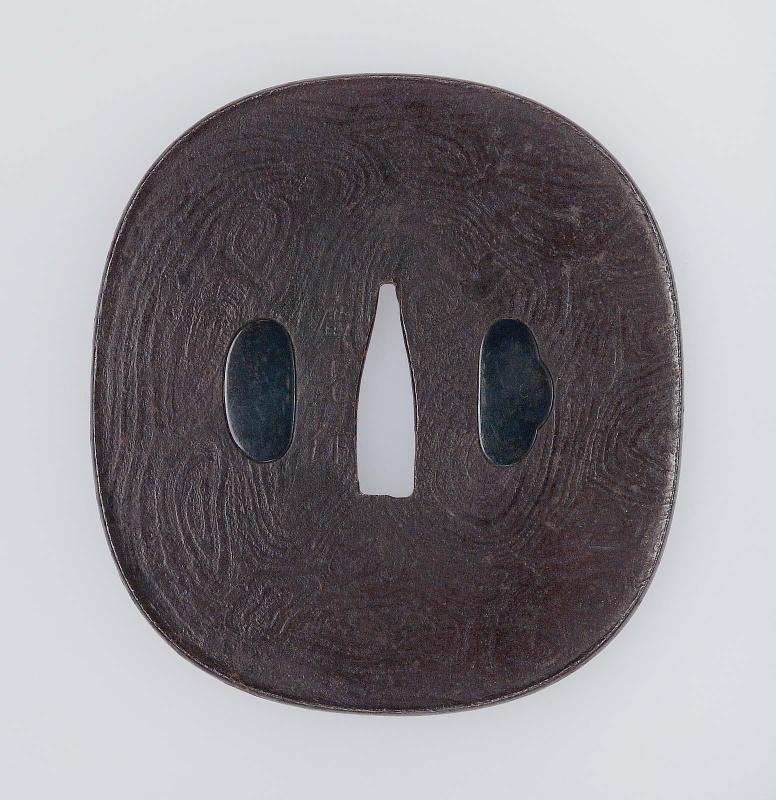 Tsuba with woodgrain design