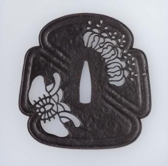 Tsuba with design of butterfly and paulownia