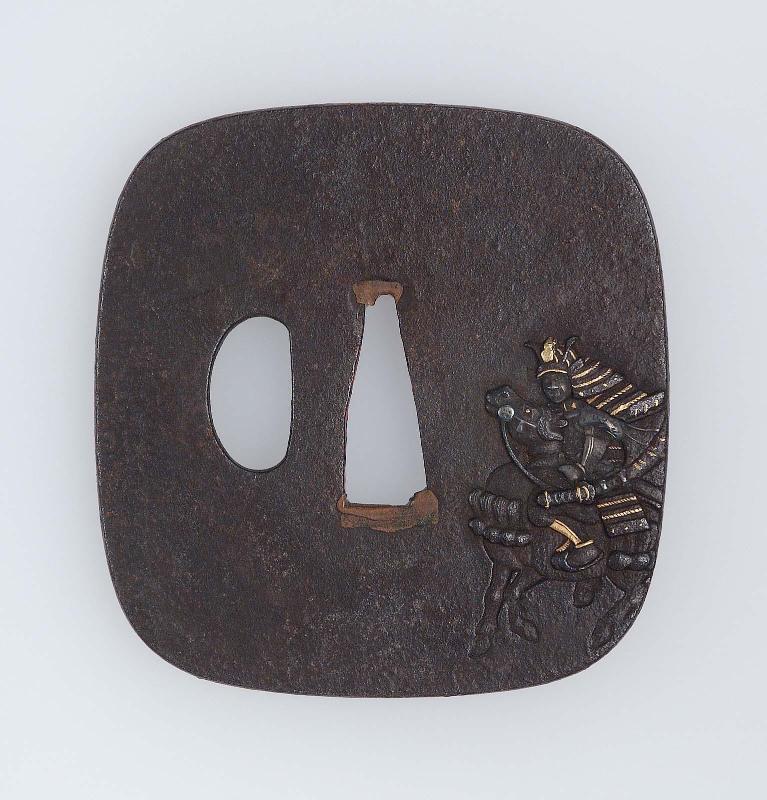 Tsuba with design of mounted samurai