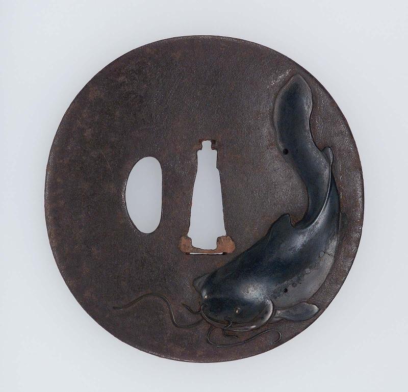 Tsuba with design of catfish